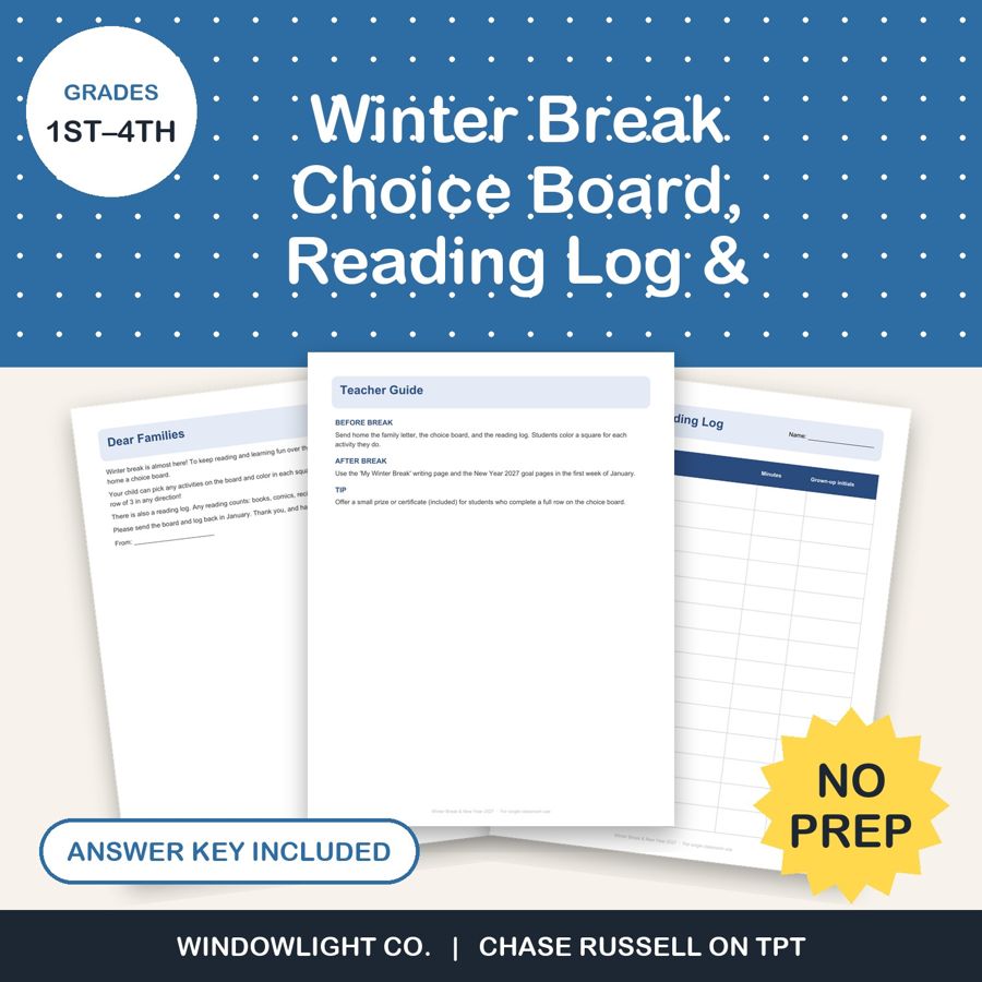 Winter Break Choice Board cover