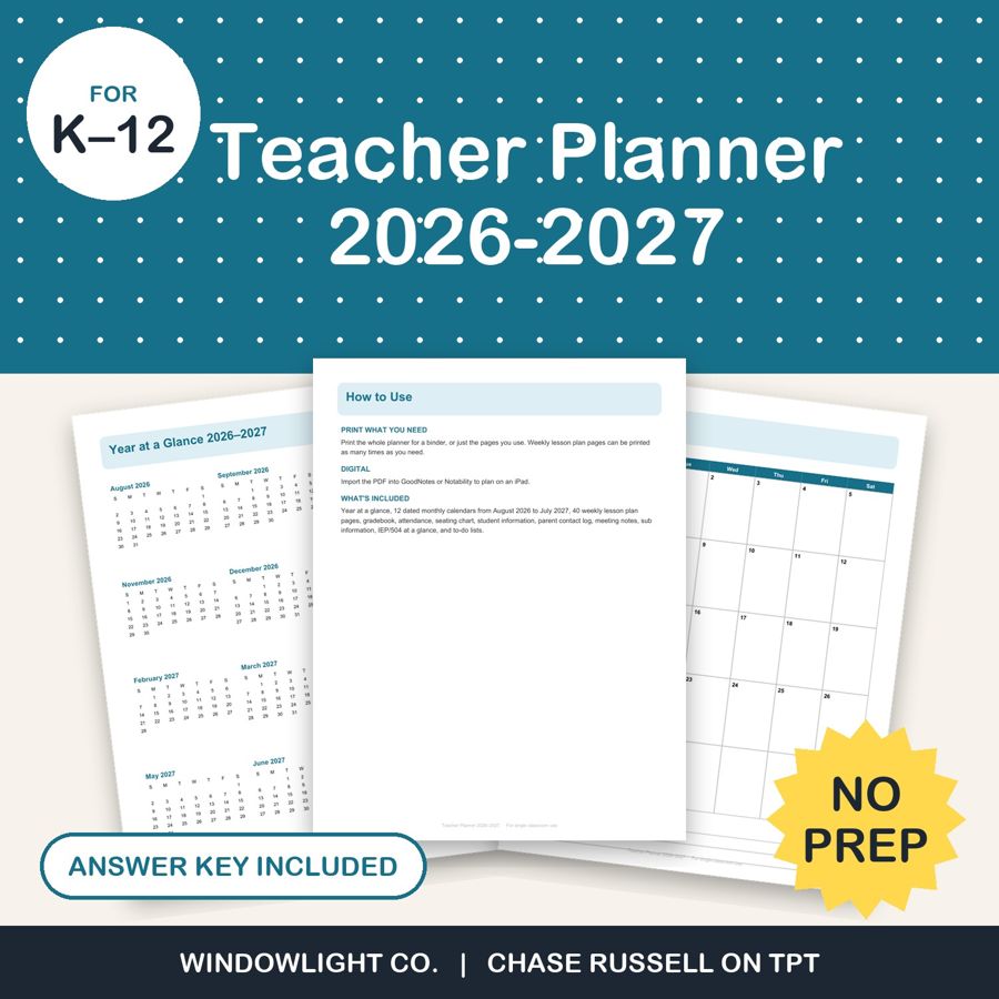 Teacher Planner 2026–2027 cover