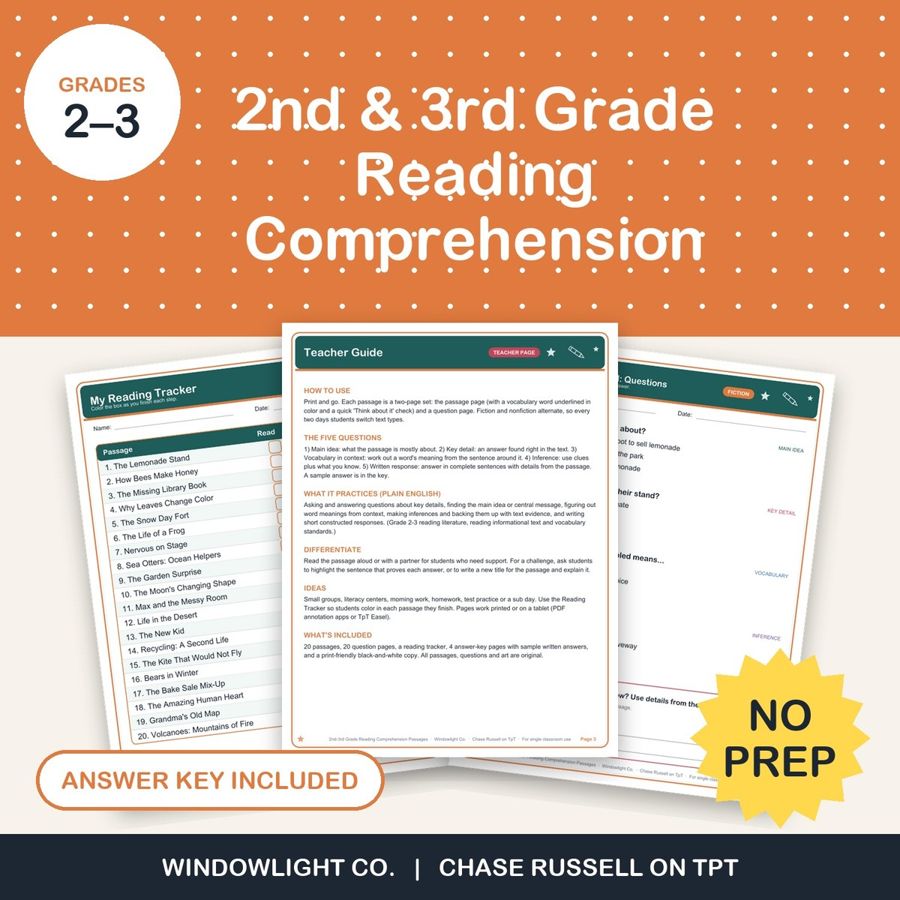 2nd-3rd Grade Reading Comprehension Passages cover