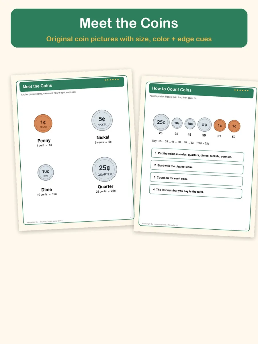 Counting Coins & Money Worksheets cover