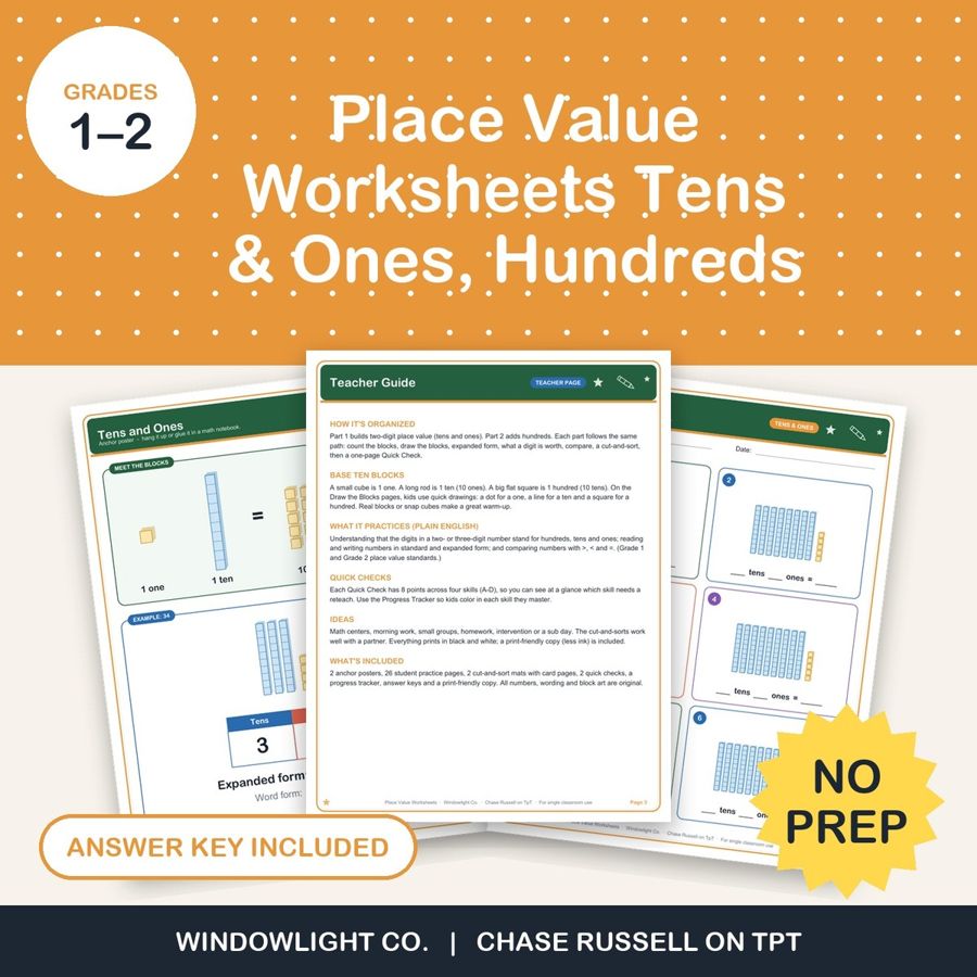 Place Value Worksheets cover