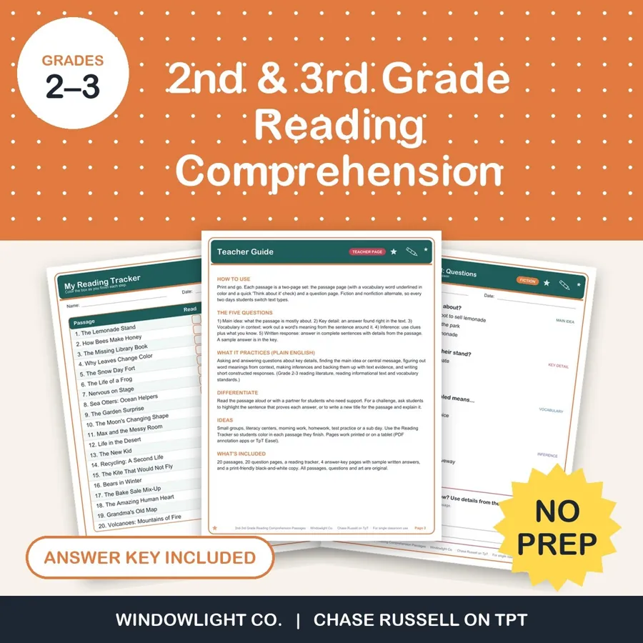 2nd-3rd Grade Reading Comprehension Passages cover