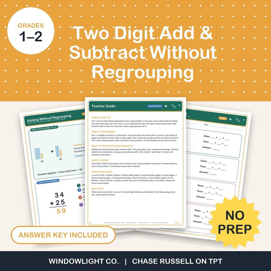 Two-Digit Addition & Subtraction Without Regrouping cover