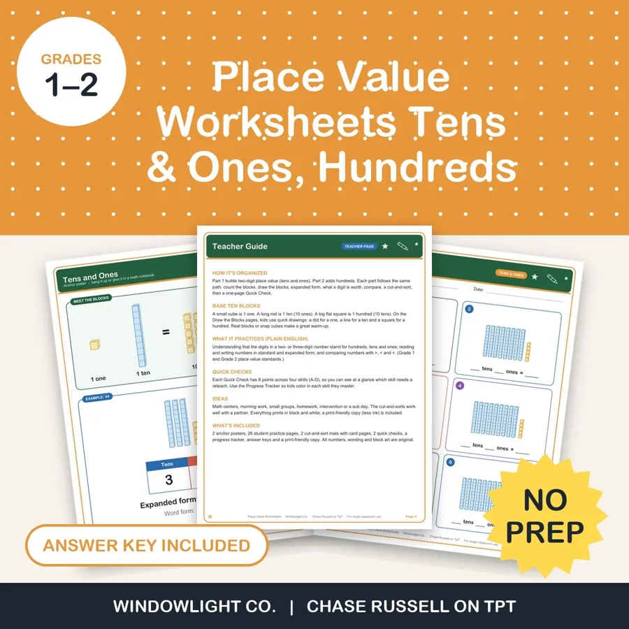 Place Value Worksheets cover