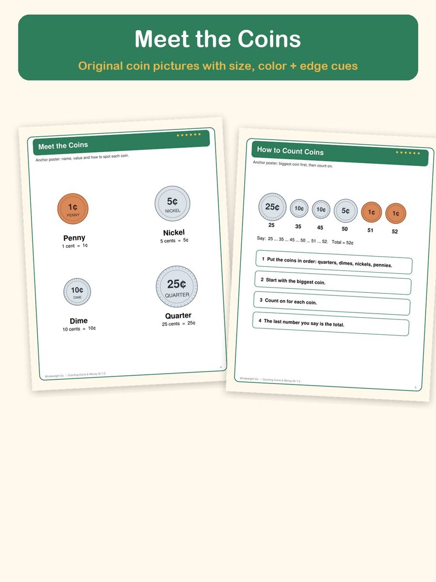Counting Coins & Money Worksheets cover