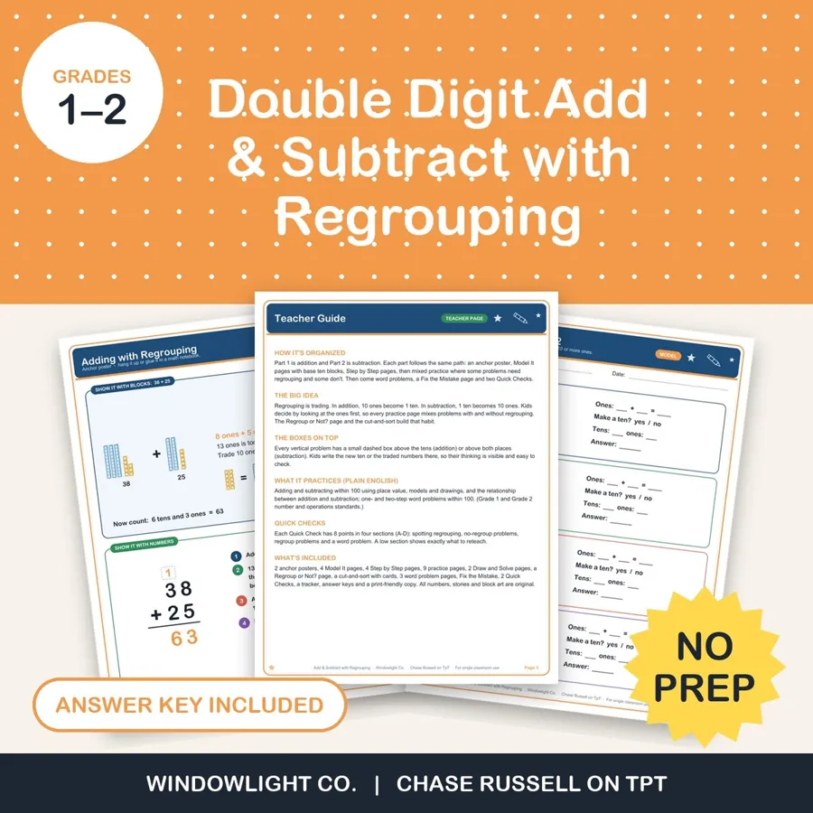 Double-Digit Addition & Subtraction with Regrouping cover